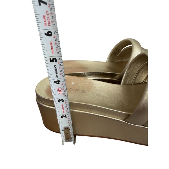 J SLIDES Gold Leather Platform Slides Sandals Size 10 - Picture 5 of 10